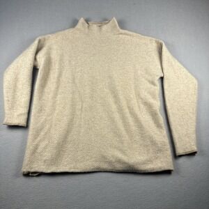 J McLaughlin 100% Cashmere Sweater Women's Medium Cream Ivory Soft Luxe Classic